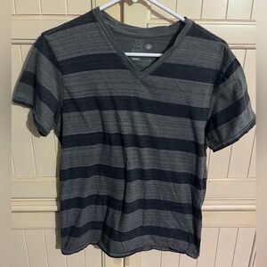 on the byas Gray Striped V-Neck T-Shirt